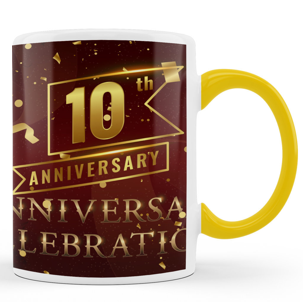 Printed Ceramic Coffee Mug | 10th Anniversary  | Anniversary  l |  325 Ml 